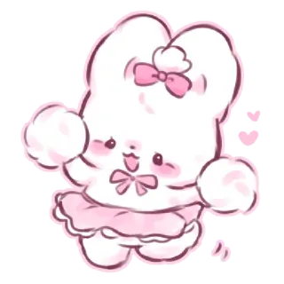 🥳 토끼, 귀여운, 만화, 분홍색, 카와이, 스티커, 동물 telegram sticker
