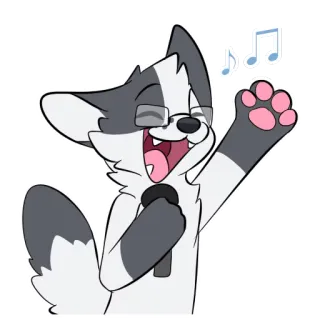 🎶 獣人, 動物, マイク, 歌, 音符, 眼鏡, 漫画 telegram sticker