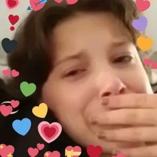 🥡 грустный, плачущий, милли бобби браун, эмоциональный, сердце telegram sticker