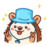 ✌ hedgehog, cartoon, cute, peace sign, hat, animal telegram sticker