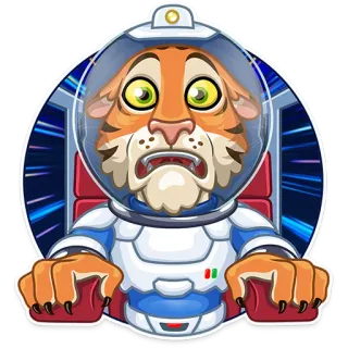 😨 tigre, astronauta, spazio, spaventato, cartone animato, animale, timoroso telegram sticker