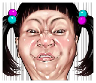 😟 cartoon, face, portrait, girl, funny telegram sticker