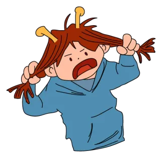 😱 frustration, colère, cheveux, dessin animé, stress, contrarié whatsapp sticker