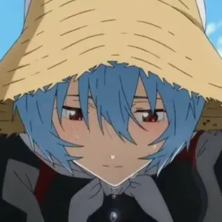 📓 Rei Ayanami Neon Genesis Evangelion Anime, Rei Ayanami, Evangelion, Traurig, Mädchen, Hut whatsapp sticker