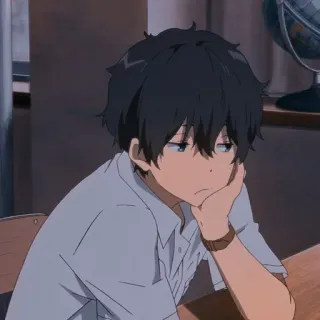 🤍 Anime, Ragazzo, Studente, Pensando, Annoiato telegram sticker