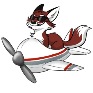 ✈️ raposa, animal, avião, avião, desenho animado, voando, óculos de sol telegram sticker