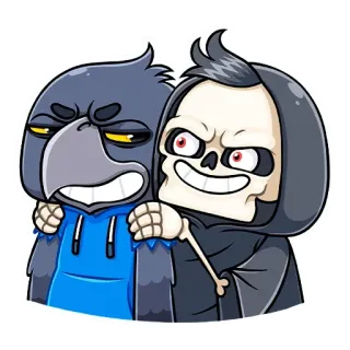 😃 Cartoon, Krähe, Skelett, Tod, Gevatter Tod, Figuren telegram sticker