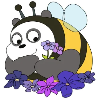 🌺 Panda, Lebah, Bunga, Binatang, Kartun, Lucu, Hibrida, Serangga telegram sticker