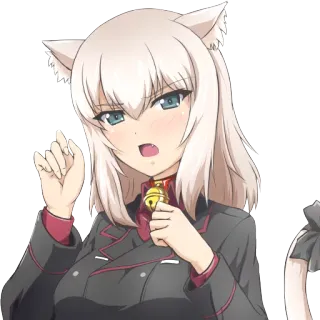 😳 Anime, Katzenmädchen, Militäruniform, Ohren, Süß whatsapp sticker
