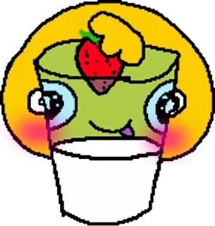 🥛 kawaii, fofo, sobremesa, morango, copo, desenho animado whatsapp sticker