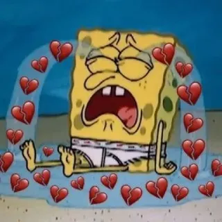 😭 Spongebob สพันจ์บ็อบ, ร้องไห้, อกหัก, เศร้า, การ์ตูน telegram sticker