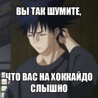 🎐 ВЫ ТАК ШУМИТЕ, ЧТО ВАС НА ХОККАЙДО СЛЫШНО Anime, Meme, Russisch, шумите, Hokkaido whatsapp sticker