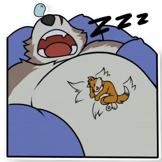 😴 sleeping, animal, fox, dreaming, cartoon, lazy telegram sticker