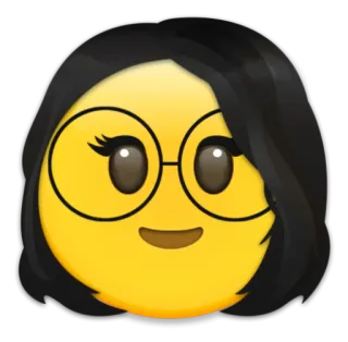 🙂 emoji, face, glasses, smile, woman telegram sticker