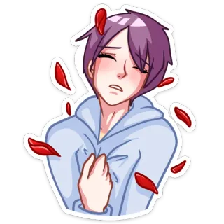 ☹️ อนิเมะ, เศร้า, ร้องไห้, กลีบดอกไม้, ผู้ชาย, อารมณ์ whatsapp sticker