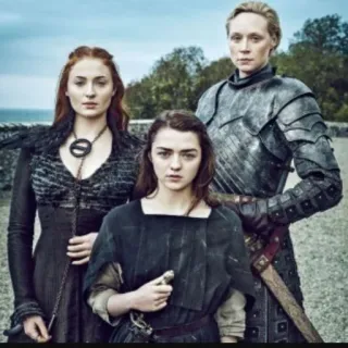 👭 Sansa Stark Game of Thrones Игра престолов, Арья Старк, Бриенна Тарт, Санса Старк, Фэнтези, Броня, Меч, Средневековье whatsapp sticker