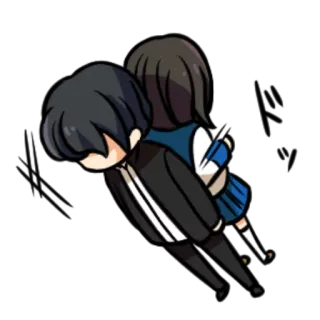 🙂 dessin animé, animé, couple, câlin, étudiant, affection telegram sticker