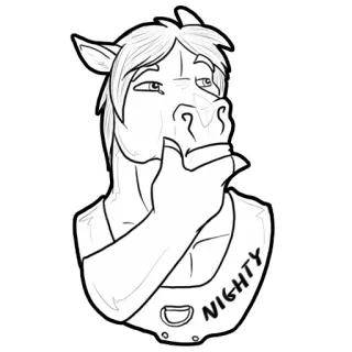 😶 NIGHTY caballo, equino, antropomórfico, dibujos animados, animal telegram sticker