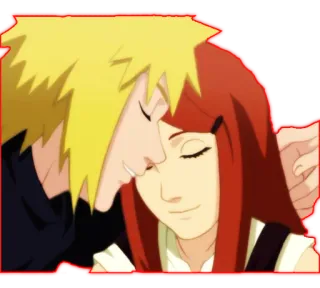 😍 Minato Namikaze and Kushina Uzumaki Naruto 애니메이션, 나루토, 미나토 나미카제, 쿠시나 우즈마키, 사랑, 포옹, 커플 telegram sticker