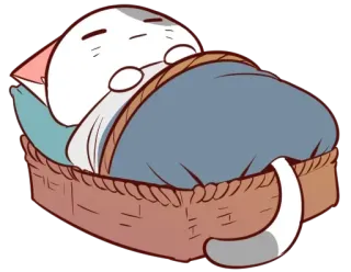 😸 แมว, นอน, สัตว์, การ์ตูน, ตะกร้า, น่ารัก whatsapp sticker
