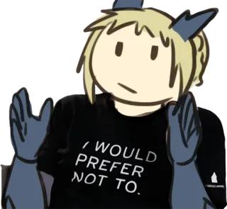 🙅‍♀️ I WOULD PREFER NOT TO. disegno, preferisco di no, meme, affermazione, umorismo telegram sticker