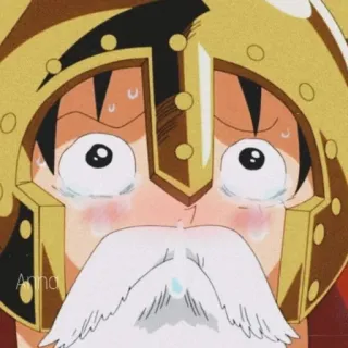 😭 Monkey D. Luffy One Piece anime, One Piece, Monkey D. Luffy, chorando, triste, capacete, barba, emocional whatsapp sticker