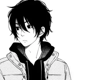 😐 アニメ, マンガ, 男の子, パーカー, 漫画, キャラクター, イラスト, イラストレーション telegram sticker