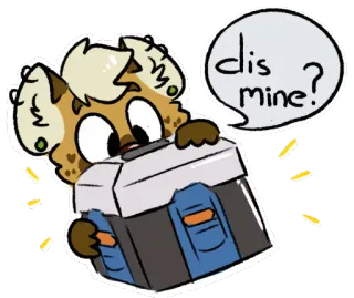 🎁 dis mine? Naklejka, Skrzynka Overwatch, Kreskówka, Uroczy, Pytanie, Własność telegram sticker