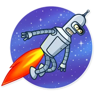 😡 Bender Futurama бендер, футурама, робот, ракета, мультфильм whatsapp sticker
