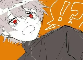 🤍 anime, cartoon, shocked, exclamation, surprise, character, drawing whatsapp sticker