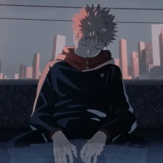 😴 Itadori Yuji Jujutsu Kaisen Аниме, Город, Итадори Юдзи, Jujutsu Kaisen, Персонаж, Отражение telegram sticker