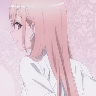 😏 anime, girl, pink, long hair, portrait telegram sticker