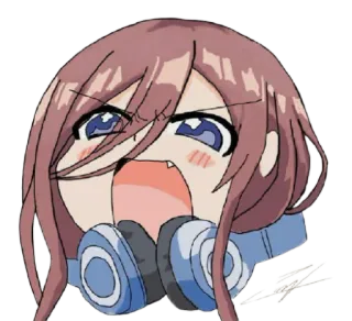 😡 anime, manga, headphones, angry, cute telegram sticker