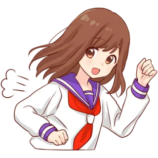 💨 Anime, Écolière, Mignon, Dessin animé, Japonais, Fille, Manga, Étudiante telegram sticker