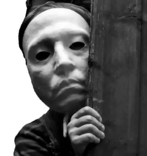🙁 máscara, tenebroso, horror, escala de grises, persona, cara whatsapp sticker