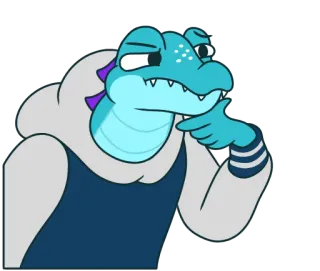 🤔 lézard, dessin animé, réflexion, reptile, personnage whatsapp sticker