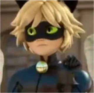 😐 Chat Noir Miraculous: Tales of Ladybug & Cat Noir 猫, 超级英雄, 动画, 卡通, 蒙面, 金发 whatsapp sticker