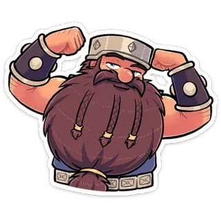 ⭐ Zwerg, muskulös, Fantasy, Bart, Cartoon, Charakter telegram sticker