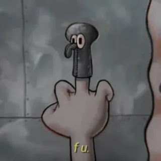 🔪 Squidward Tentacles Spongebob Squarepants fu. การ์ตูน, หยาบคาย, นิ้วกลาง, สควิดเวิร์ด telegram sticker