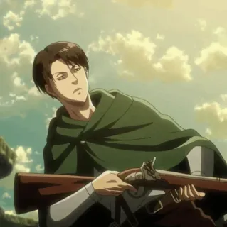 🔗 Levi Ackerman Attack on Titan attack on titan, levi, levi ackerman, anime, żołnierz, karabin telegram sticker