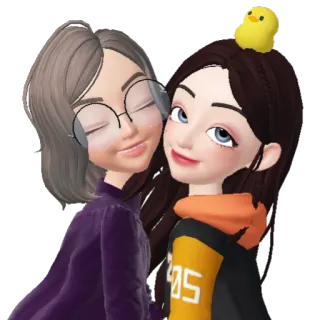 💘 Cartoon, Zwei Personen, Frau, Mädchen, Freunde, Süß whatsapp sticker