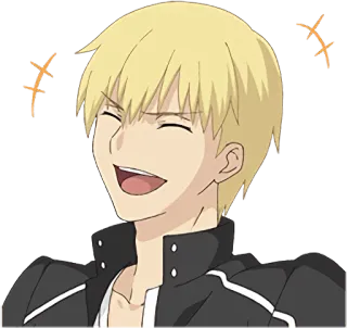 😄 Anime, Manga, Rire, Joyeux, Personnage, Sourire, Cheveux blonds telegram sticker