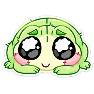 🥺 słodkie, naklejka, kawaii, kreskówka, zielony, roślina, oczy telegram sticker
