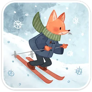 ❄️ lis, narty, zima, śnieg, zwierzę, szalik, kurtka telegram sticker