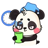 ☕️ Panda, Schläfrig, Morgen, Müde, Cartoon, Tier, Süß whatsapp sticker