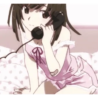 🤙 anime, girl, cartoon, telephone, pink, bedroom, cute, sleepwear telegram sticker