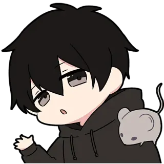 ✋ anime, boy, cartoon, chibi, mouse telegram sticker