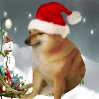 🐕 dog, meme, christmas, santa hat, sleigh, snowman telegram sticker
