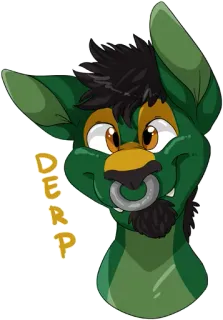 🙃 DERP Фурри, Антро, Животное, Дерп, Мультфильм, Персонаж, Зеленый whatsapp sticker