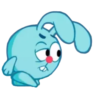 😔 kreskówka, zwierzę, niebieski, królik, słodki telegram sticker